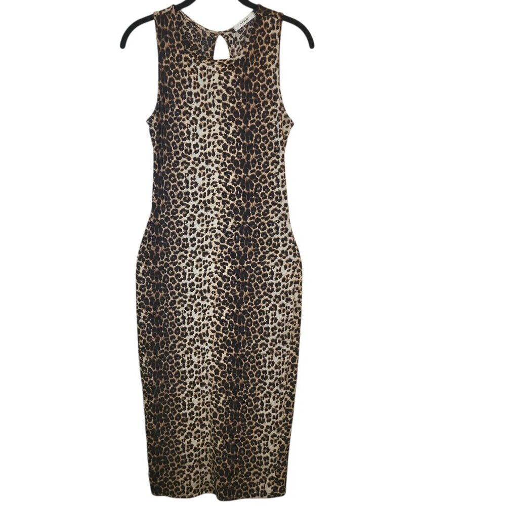 Women's Leopard Bodycon Dress w/ Cut-outs Summer Fall Mobwife Night Out Sz Small